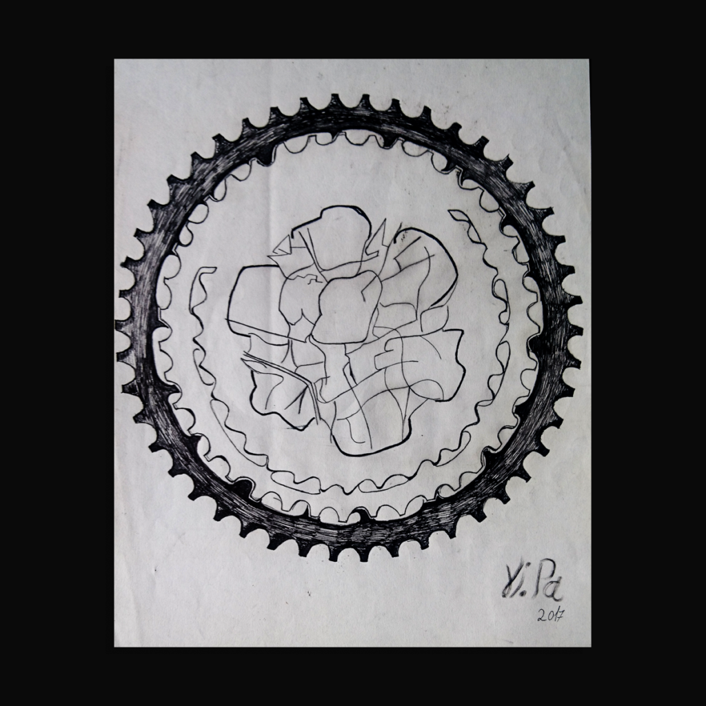 Zeichnug mit fahrrad Teilen u. Nürnberg von ViPa art